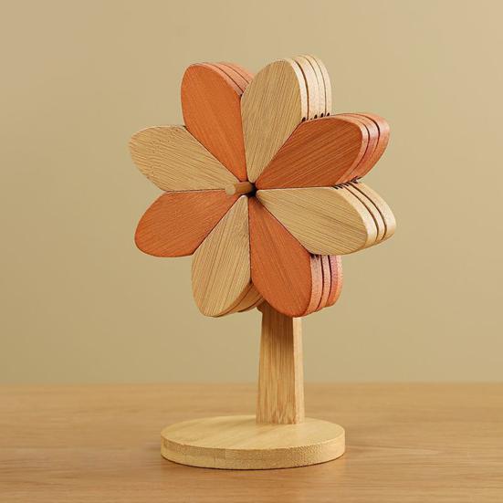 Набор деревянных подставок 5 шт./набор с подставкой, форма вертушки, сменный дизайн, термостойкие подставки, кухонный декор для столовой