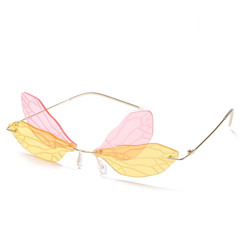 Трендовые безободковые солнцезащитные очки-градиент «Стрекоза» для женщин, 2024