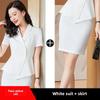 Женский летний белый костюм - профессиональная официальная одежда для стойки регистрации салона красоты
