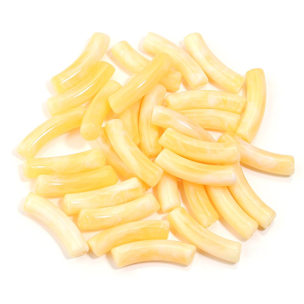 30pcs/lot Acrylic Curved Tube Beads Dual Color Thin Bamboo Shape Loose Spacer Bead For DIY Bracelet Necklace Jewelry Accessories