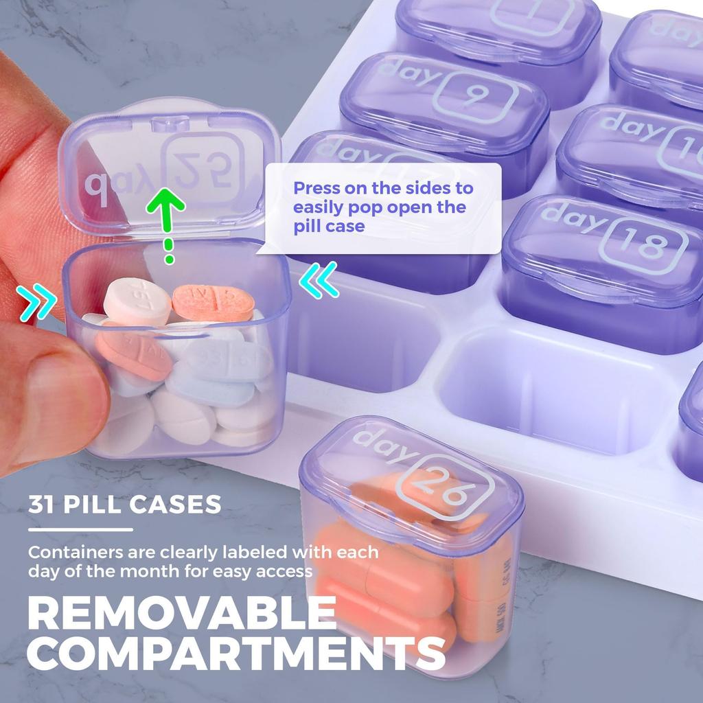 UNTIOR Контейнер-диспенсер Органайзер Еженедельный 31 ячейка Ежемесячная таблетница Съемный Форма клавиатуры Футляр для таблеток и лекарств