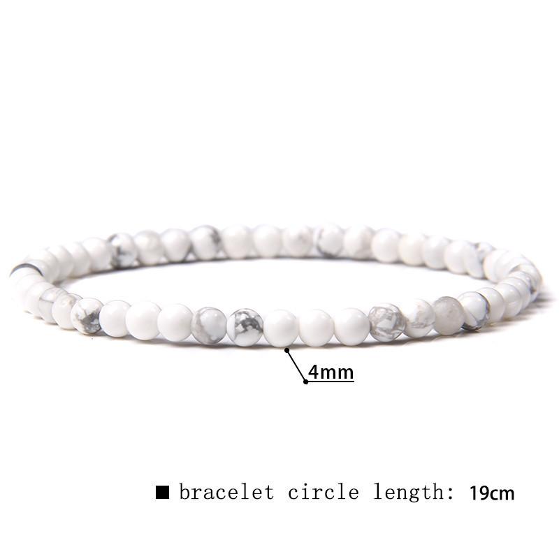 4mm Natural Agate Beaded Bracelet Women Mini Semi Precious Stone Geometric Energy Charm Pulsera