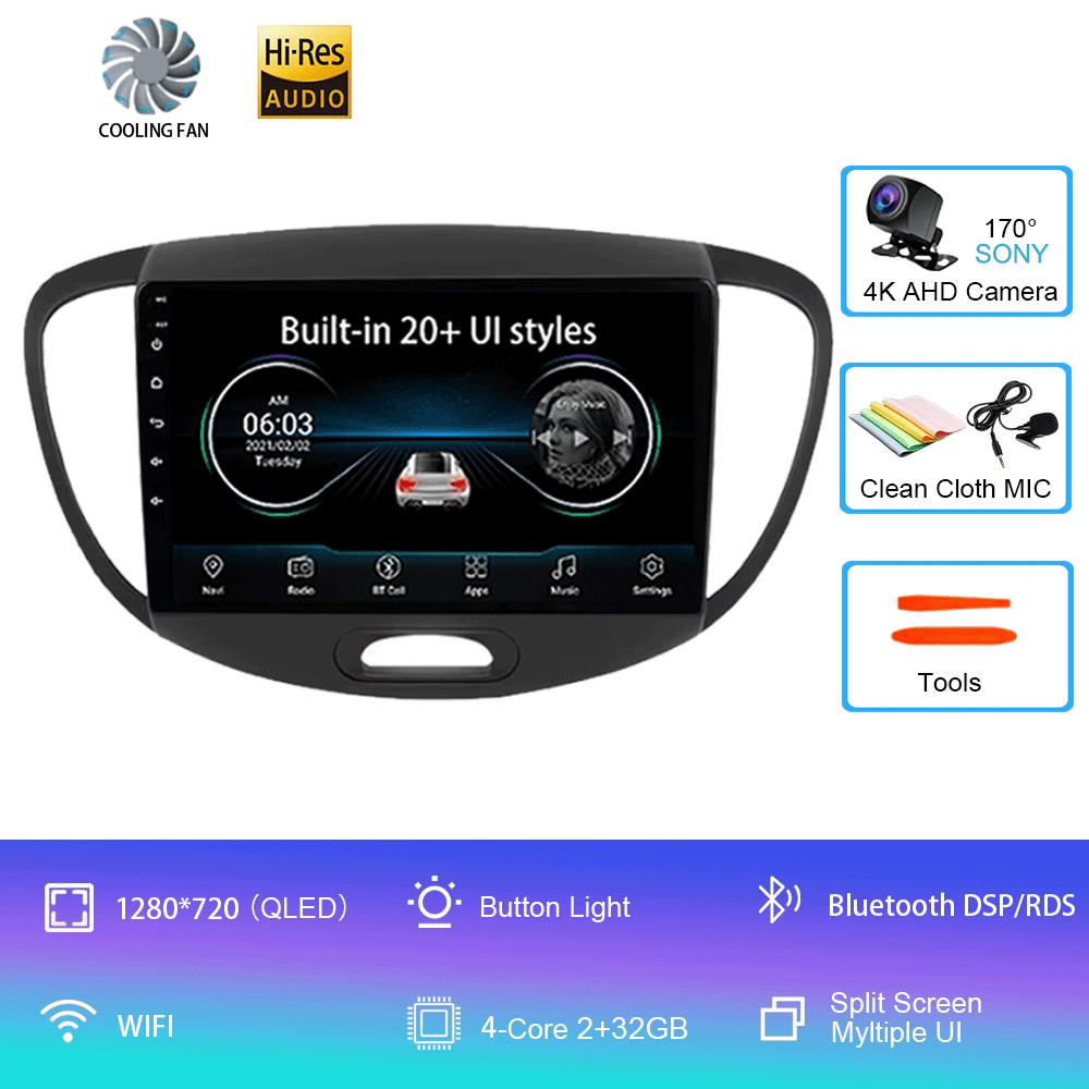 Для Hyundai Grand i10 2008-2012 2 din Android Auto Радио Carplay Автомобильный мультимедийный плеер GPS автомагнитола Bluetooth Android 14 Авто