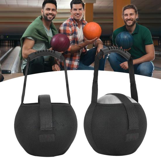 Сетчатая сумка для боулинга, сумка для одного шара для боулинга с усиленной ручкой, черный шар для боулинга