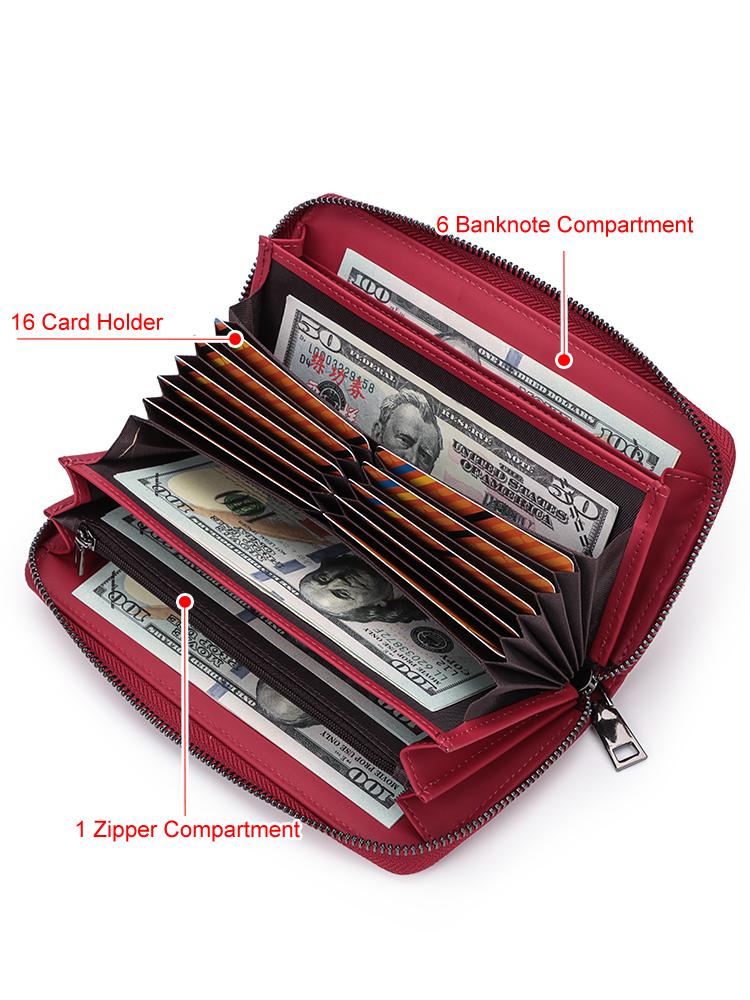 Humerpaul Женский кошелек кожаный кошелек RFID защита от кражи кошелек для карт на молнии большая вместимость кошелек многокарточный кошелек для монет