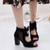 2024 New Women's High Heels Summer Elegant Bow Mesh Sandals Back Zipper Fish Mouth Party Sandals Fashion Women's Shoes