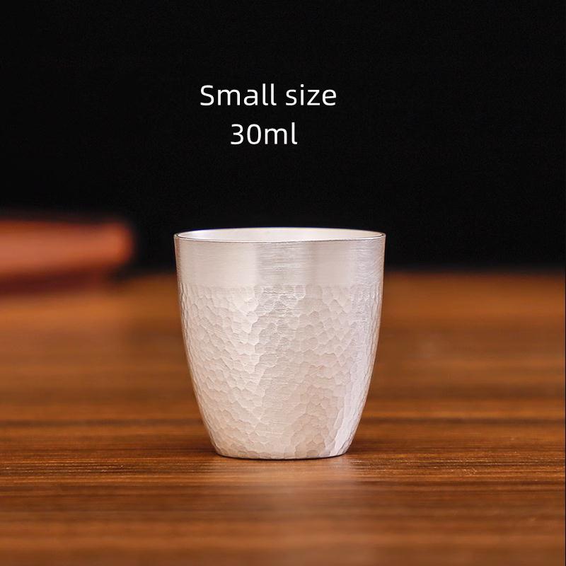 Набор для вина из серебра 999 пробы, кованая вручную маленькая серебряная чарка 1, две чарки для байцзю, серебряные винные чарки, серебряные чарки для байцзю