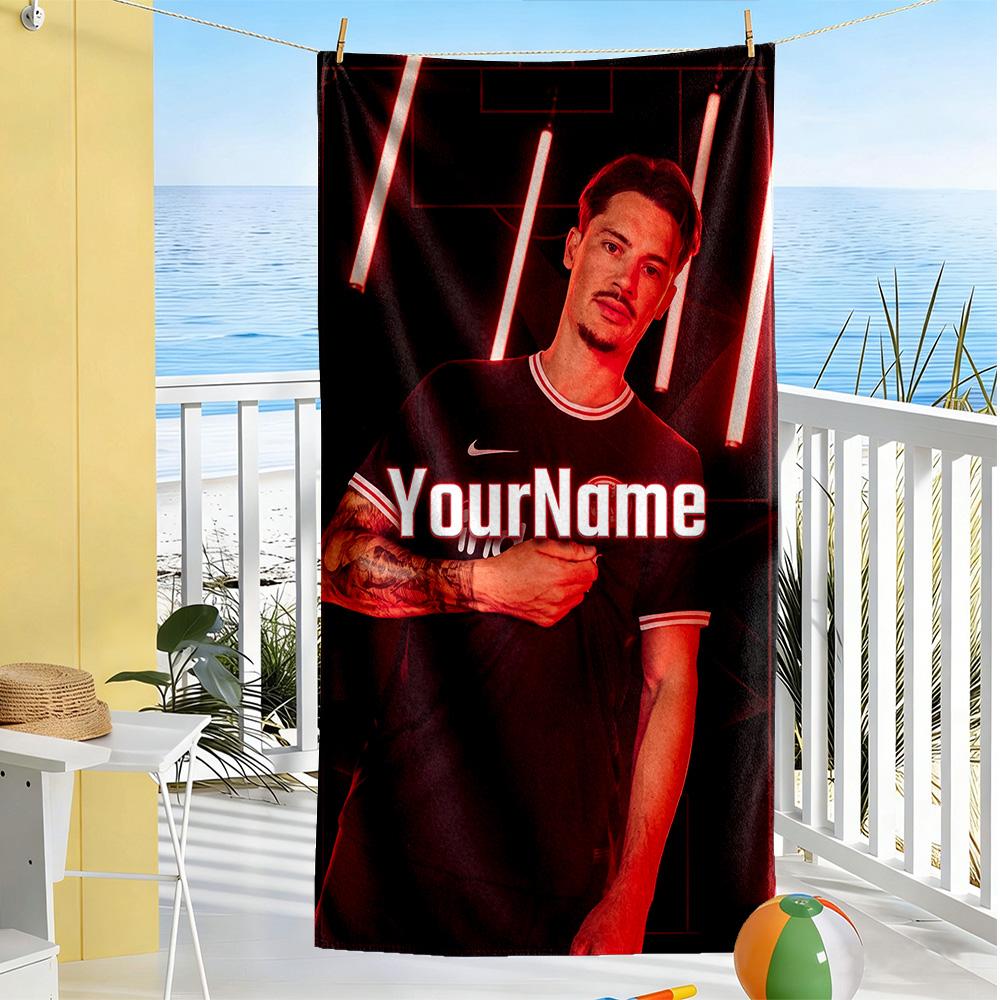 Eintracht Frankfurt Customize Your Name Beach Towel Super Soft Absorbent Suitable For Swimming Gym Camping Yoga Vacation