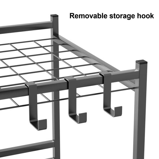 Garden Organizer Tool Organizer, 35-Slot Steel Rolling Rack with Wheels, Adjustable Feet Yard Sturdy Holder for Shovels, Rakes, Brooms and