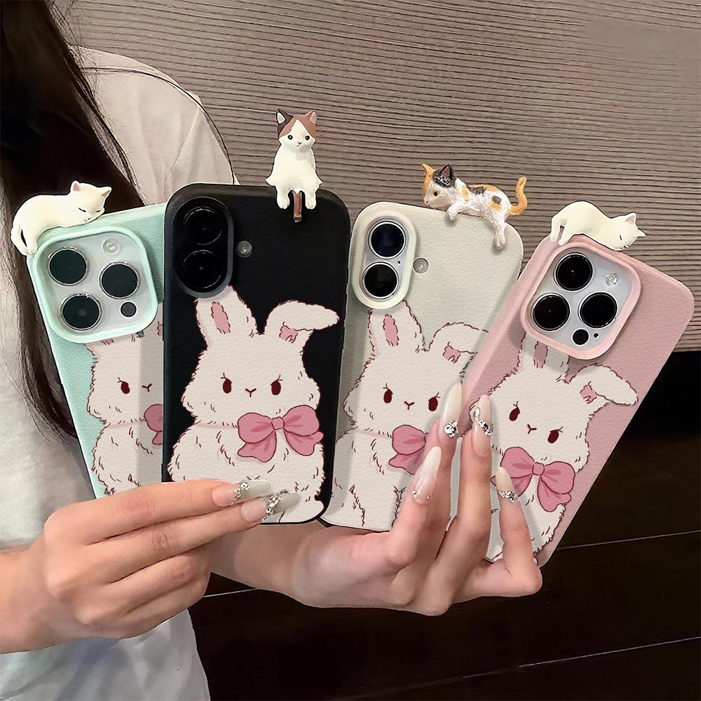 3D Чехол для телефона для iPhone 11 13 17 Pro Max 17 Air Case iPhone 13 15 16 Pro Max 12 14 Pro Max 14 15 Plus Милый 3D Котенок Мультяшный Кожаный