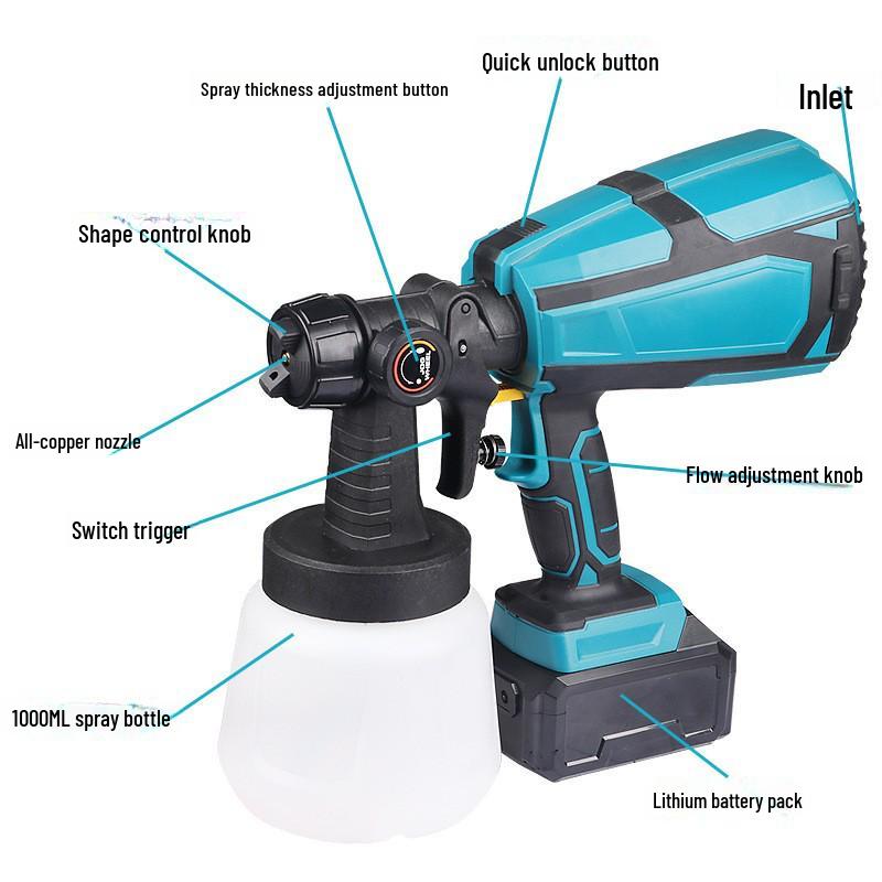 21V Аккумуляторный беспроводной краскопульт с литиевой батареей – Портативный электрический распылитель для латексной краски