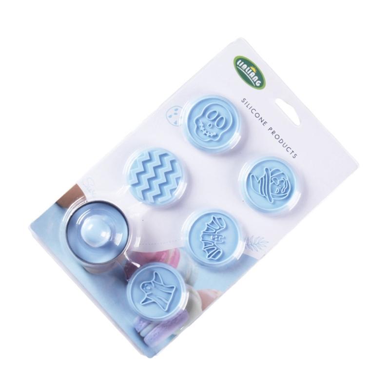 6Pcs Halloween Christmas Stamp Mold Chocolate Candy Mold for Diy Dessert Cookie