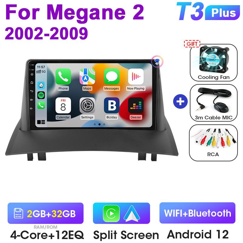 2 Din Android 12 автомобильное радио для Renault Megane 2 2002-2009 мультимедийный видеоплеер GPS 4G Carplay Auto Stereo RDS DSP головное устройство