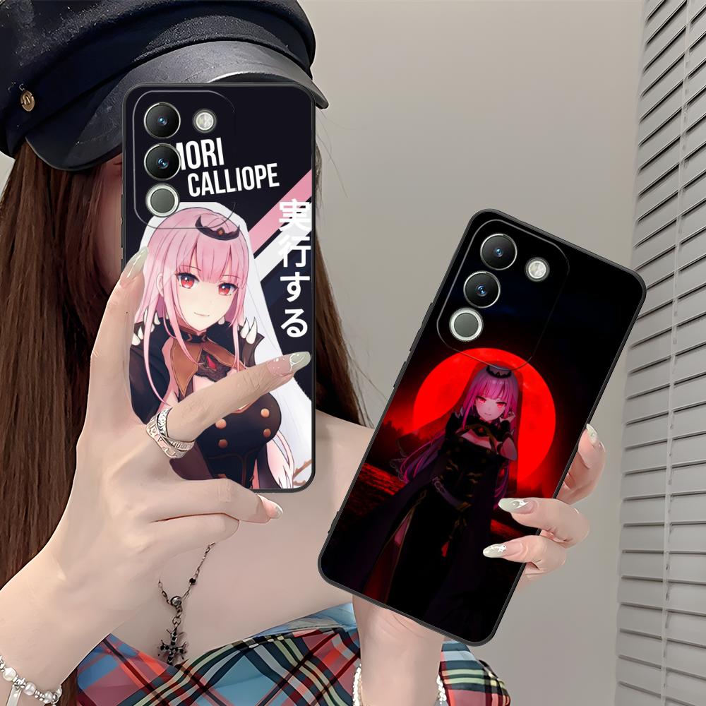 Матовый чехол для мобильного телефона из ТПУ с принтом Holo Mori Calliope для VIVO V60 V50 V40 V30 V29 V27 V25 V23 Pro Lite 5G Цветная защитная крышка