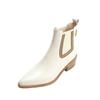 Cow Leather Spring Winter Shoes Thick Med Heels Chelsea Boots Women Slip On Mixed Color Ankle Boots