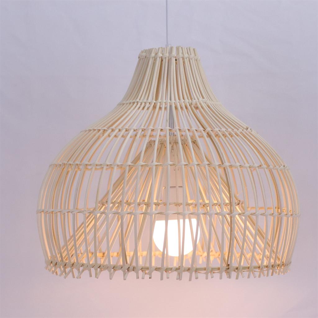 JOYINLED Modern Rattan Chandelier 40CM Hanging Lamp Wicker Pendant Light Hand-Woven Lamp Shade for Bedroom Kitchen Farmhouse