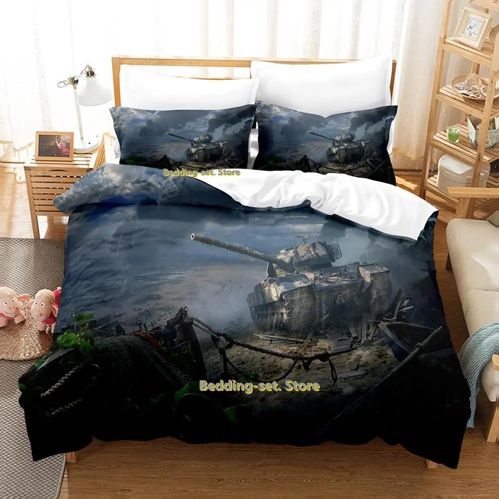 World Of Tanks Bedding Set Single Twin Full Queen King Size Bed Set Adult Kid Bedroom Duvetcover Sets Anime Parure de lit Bed
