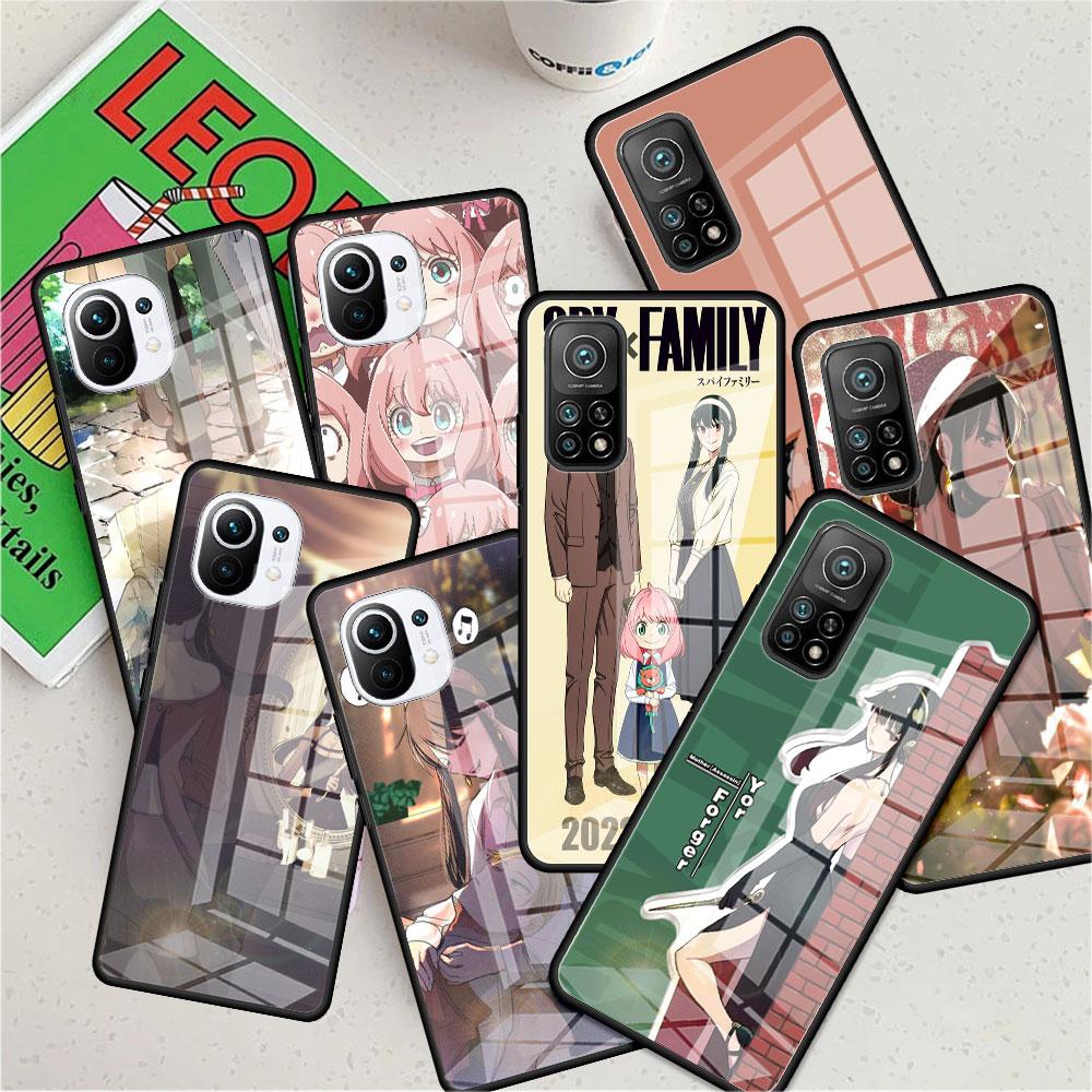 Glass Case For Xiaomi Redmi 11 10 8 Pro 9S K40 9C 9 9A Mi Poco X3 NFC X4 GT 11 Lite 11T 9T Phone Fundas Anime Spy Family Forger
