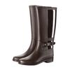 Fashion 2024 New Tall Buckle Rain Boots Women Waterproof Punk Style Zipper Tall Boots Female Shoes Work Knee High Boots Plus Size 36-41