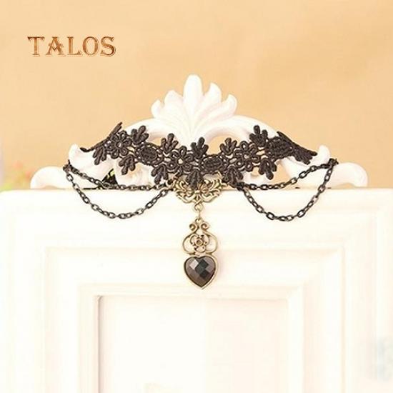Women Lace Beads Choker Victorian Steampunk Style Gothic Collar Necklace Gift Suspension Trinket