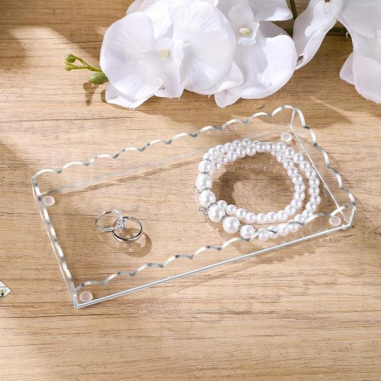 1/2 шт. Акриловый поднос для туалетного столика в ванной комнате, многоцелевой диспенсер для мыла, держатель для парфюмерии, поднос для хранения, прямоугольный декоративный поднос с фестонами для столешницы в гостиной