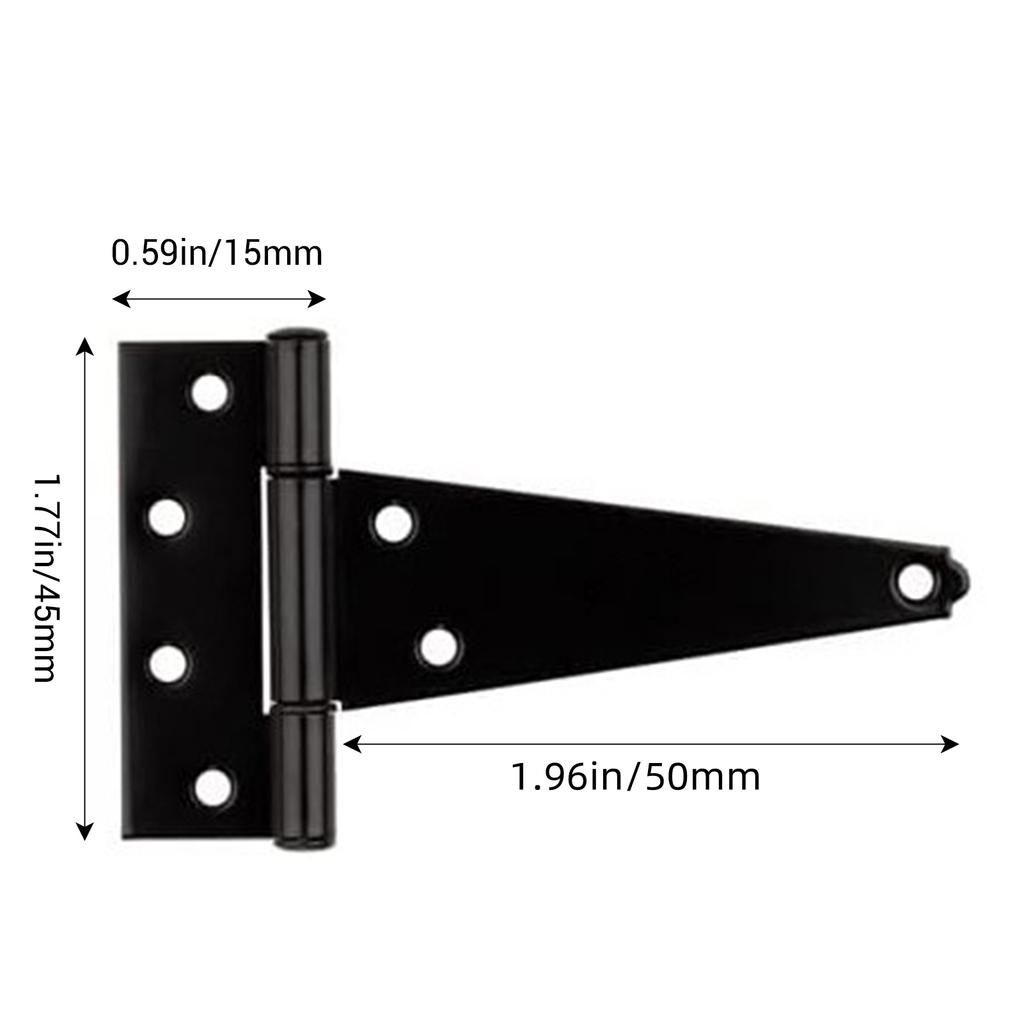 T Shape Door hinges with Screw Triangular Shed Barn Door Hinge Durable Sturdy Black Tee Iron Hinges Wrought Hardware accessories