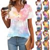 Женские топы с коротким рукавом, летние футболки с V-образным вырезом, повседневная плиссированная блузка, свободный принт, базовая футболка