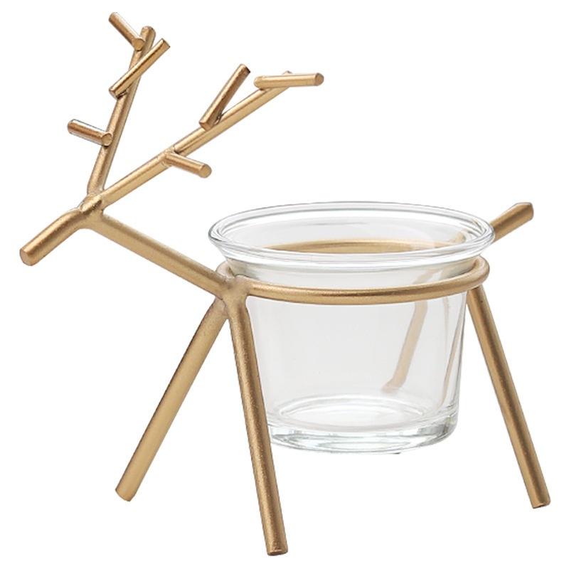Nordic Simple Creative Wrought Iron Christmas Candlestick Deer Ornaments Dining Table Porch Layout