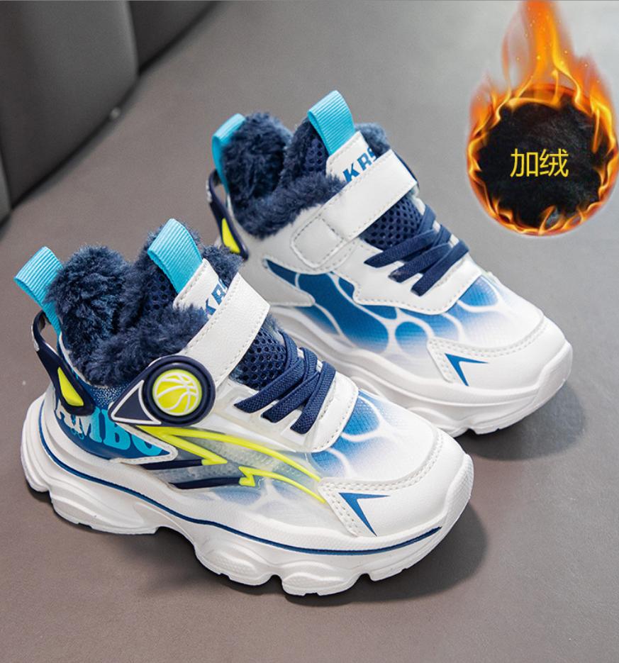 Модная зимняя детская обувь для мальчиков и девочек, нескользящая спортивная обувь, уличные зимние ботинки, водонепроницаемые теплые кроссовки, детская баскетбольная обувь с высоким верхом