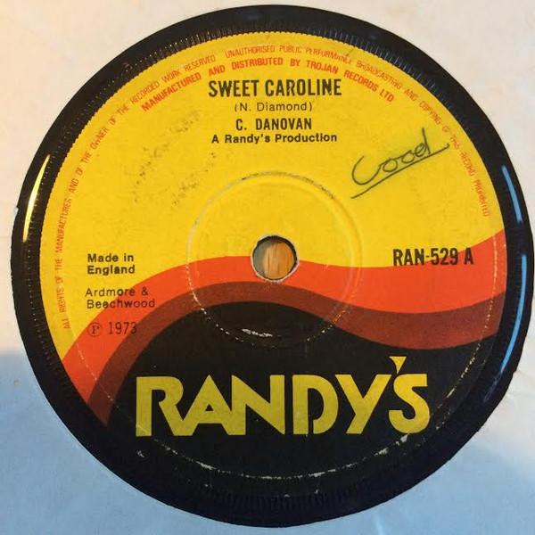 7-дюймовая пластинка DONOVAN CARLESS IMPACT ALL STARS Sweet Caroline Caroline Version RAN529 Randys 1973 UK Регги Ска Даб Б/у