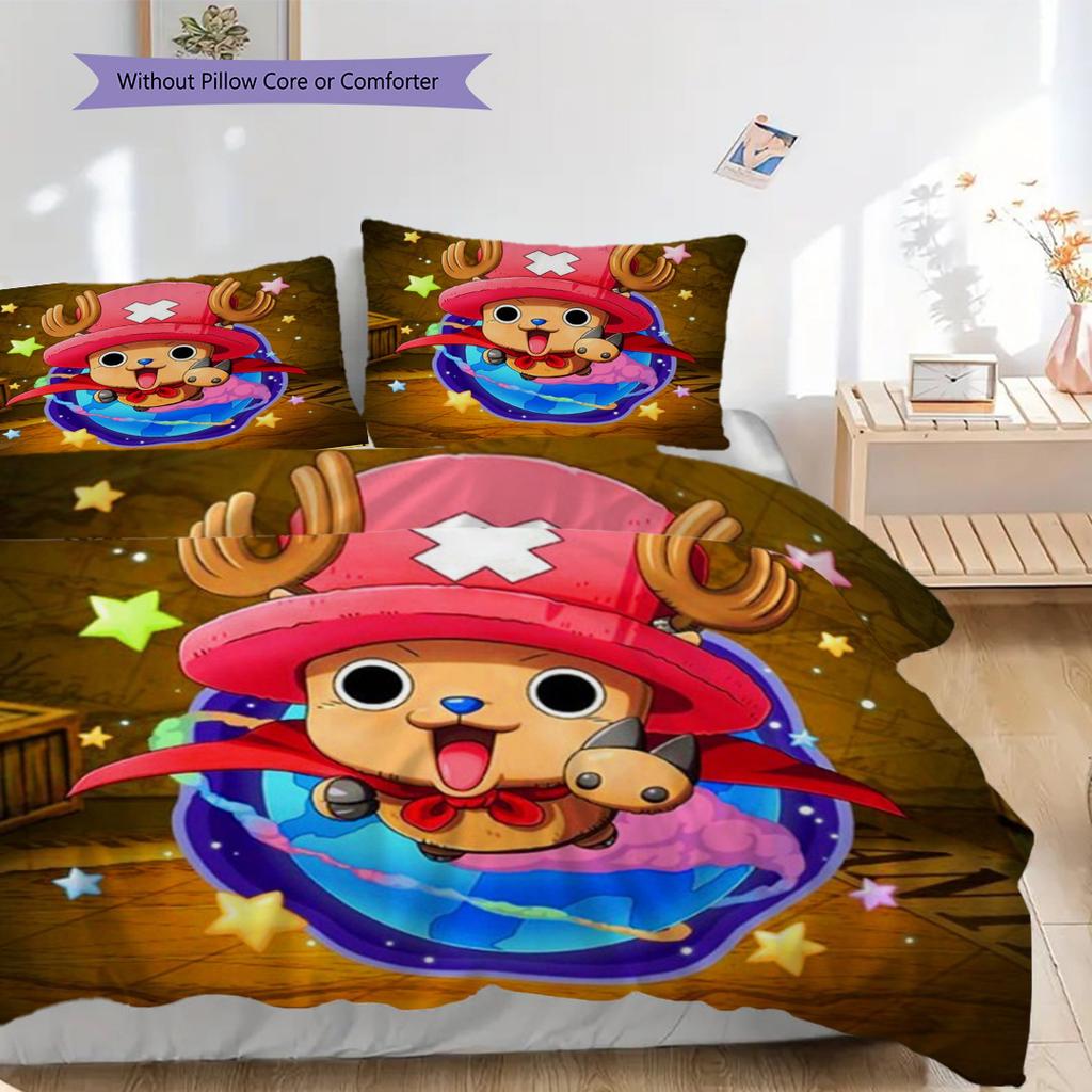 One Piece Set Luffy'S Adventure Theme Bedding 1 Duvet Cover 2 Pillowcase Without Core Christmas Birthday Gift Duvet Cover And Pillowcase