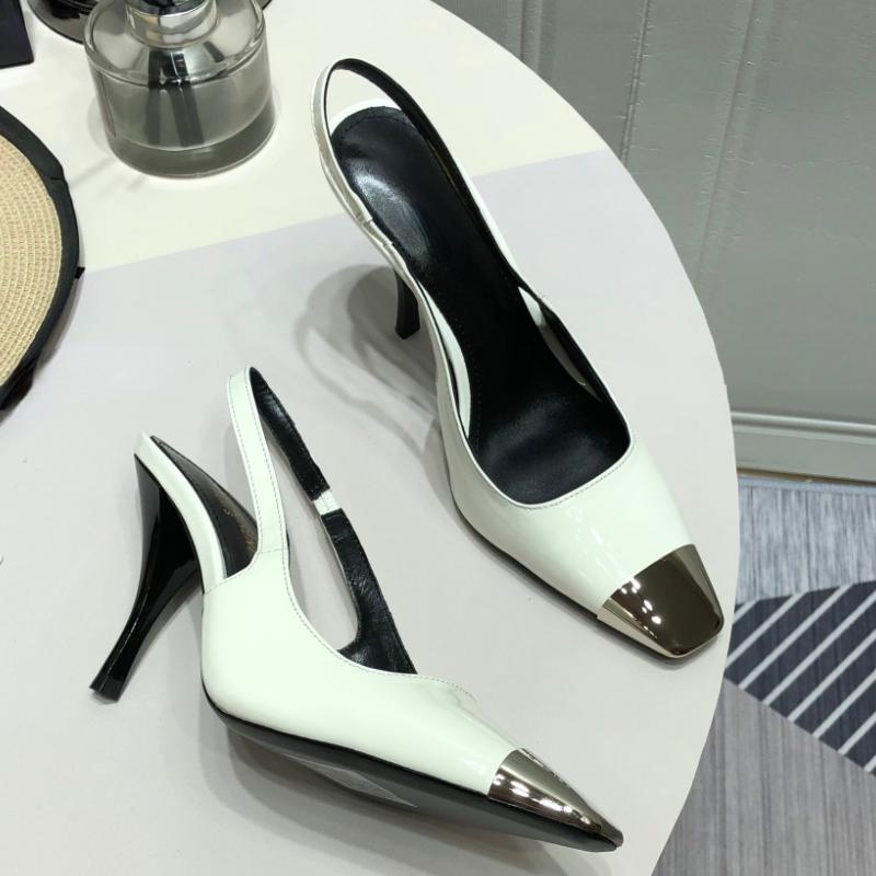 Новые элегантные летние сандалии на высоком каблуке-шпильке с металлическим квадратным носком для женской обуви