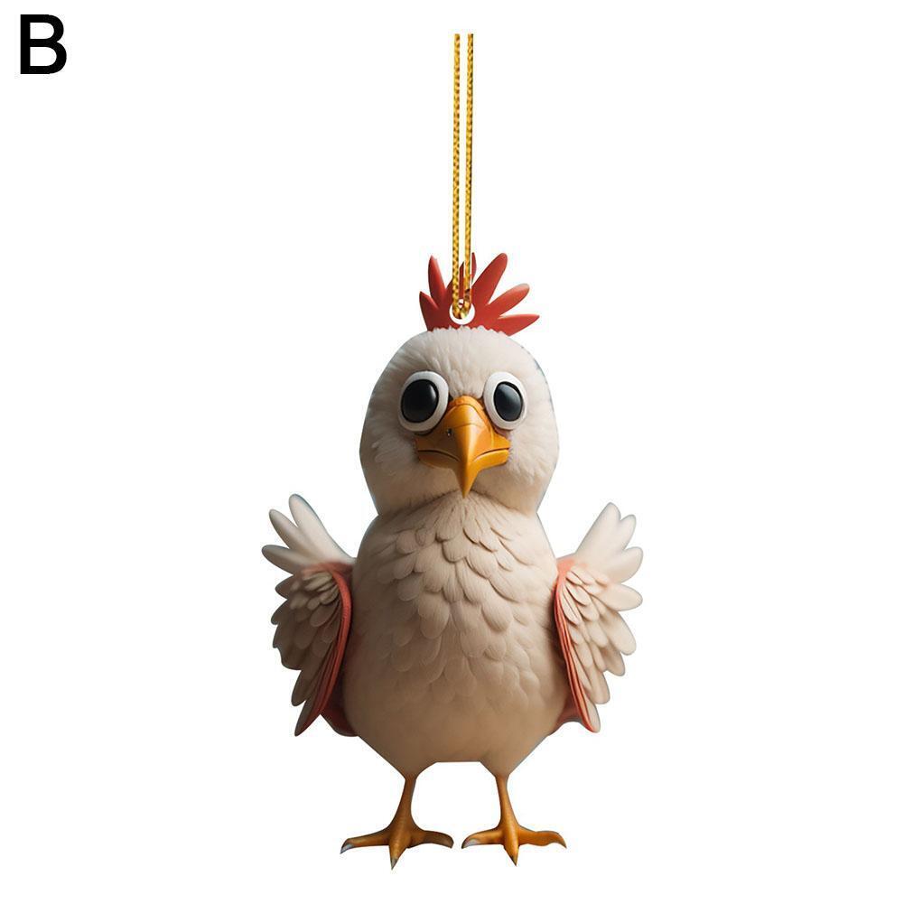 Merry Christmas Chicken Ornaments Xmas Tree Hanging Decoration Figure Pendant, KTY