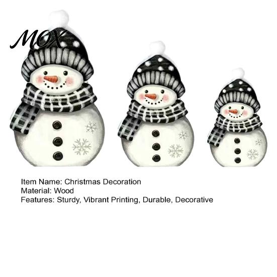 Christmas Centerpiece for Dining Table 3Pcs Wooden Snowman Decorations, Rustic Farmhouse Figurines with Colorful Decoration Hat Scarf, Xmas