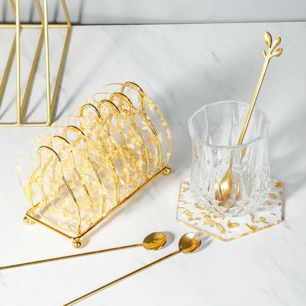 Coaster Kitchen Insulation Anti-scald Stable Anti-slip Gold Foil