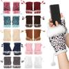 Warm Fingerless Mittens Suede Plush Gloves Winter Rabbit Hair Gloves Women Girls