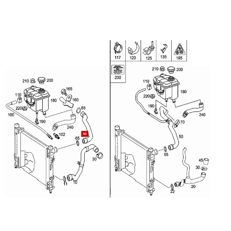 TKT Auto Parts For A2035015782 C230 C200 W203 On the upper part of the hose radiator