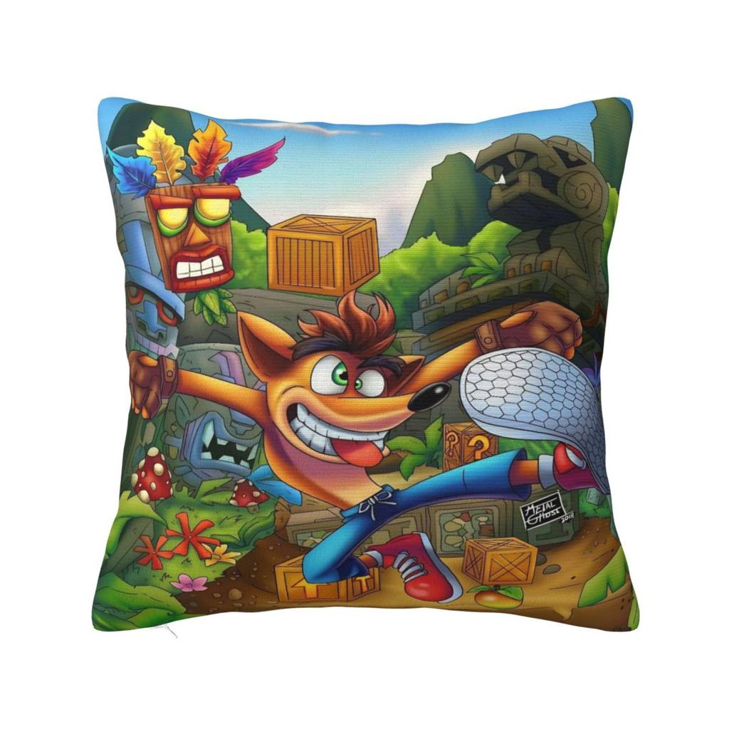 Pillow Case C-Crash B-Bandicoot Polyester Pillow Cover Fashion Cushion Cover Pattern Pillowcases For Office Car Home Decorative