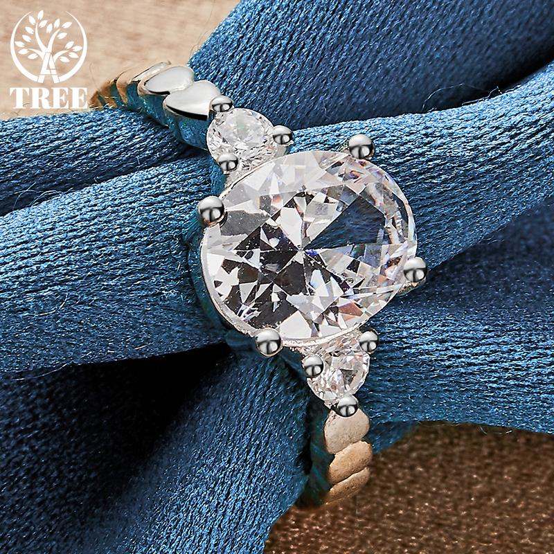 Ювелирные изделия из стерлингового серебра 925 пробы с большим цирконом AAA