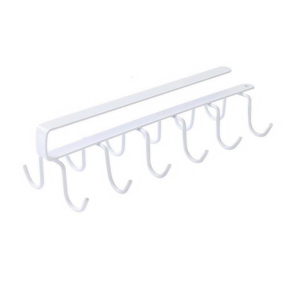 1pcs 6-Hook Coffee Cup Mug Holder Black/White Multi-Function Kitchen Bathroom Household Organizer Storage Hanger with Shelf