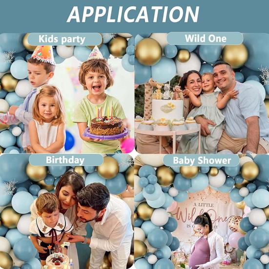 1 комплект воздушных шаров, гирлянда, арочный комплект, винтажный синий, белый, золотой, герметичный, плотный, детский душ, день рождения, свадьба, украшения, латексные воздушные шары, товары для вечеринок