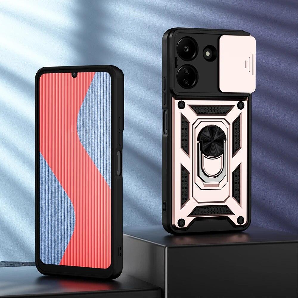 KEYSION Противоударный защитный чехол для Xiaomi POCO C65 C51 C50, защитное кольцо для камеры, чехол-подставка для телефона Redmi 13C 12C 10C