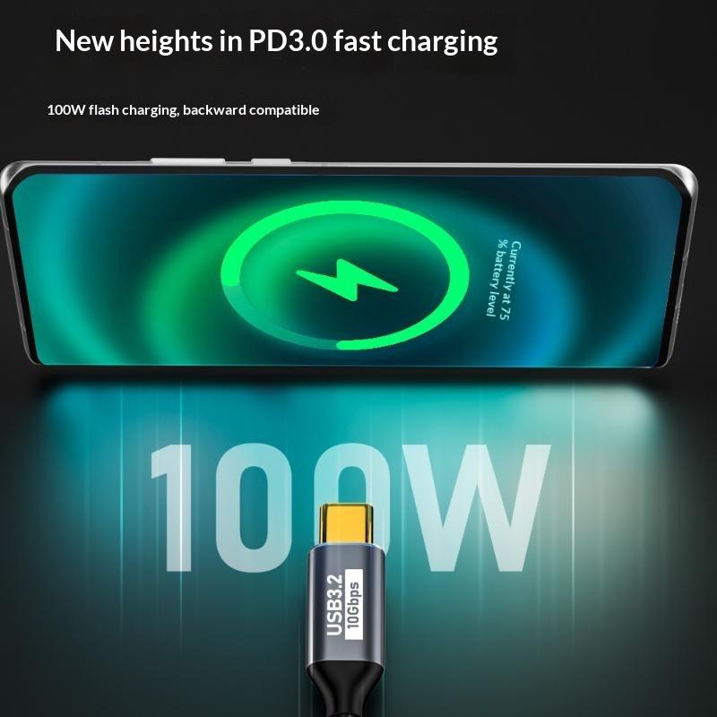 Кабель 100 Вт USB 3.1 Gen 2 10 Гбит/с Type-C 90 градусов Видеокабель 4K 60 Гц Кабель для быстрой зарядки PD 3.0 для Pro