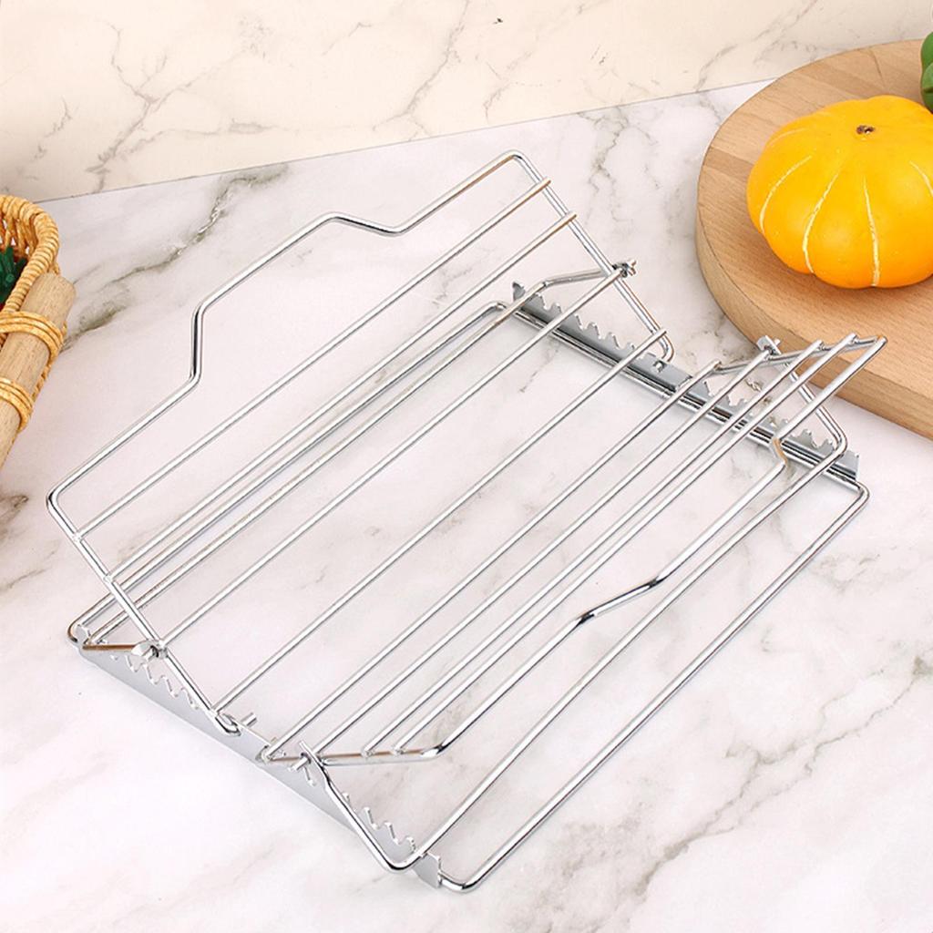 Wire Rack for Cooking Adjustable Stainless Steel Grilling Accessories Oven Roasting Pan Rack Insert for 9x13 Pan Pork Beef Steak