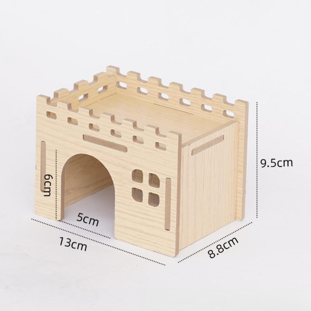 Durable Hamster House Natural Wooden Small Pets Hideaway New Hamster Hide Villa  for Chinchilla