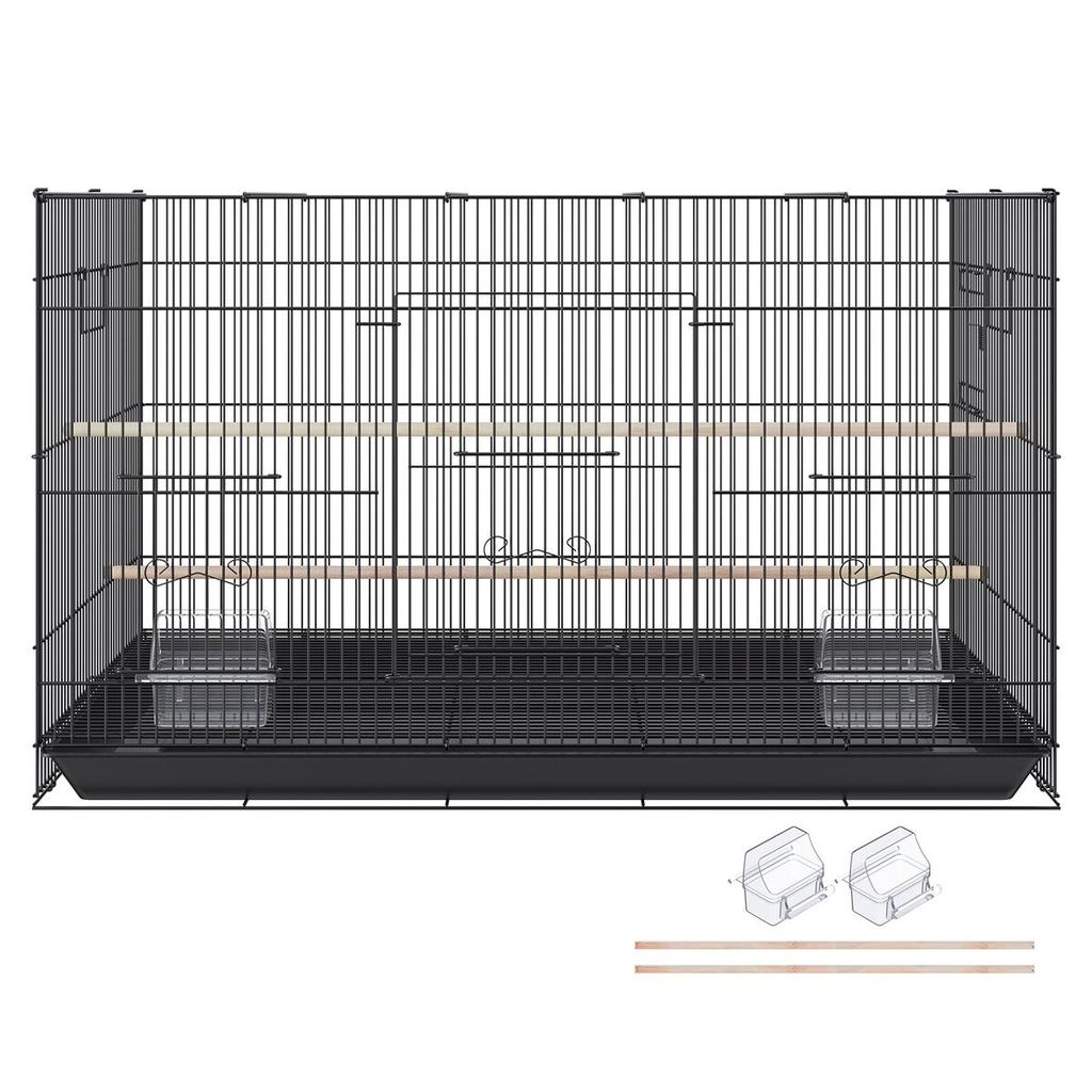 30 inch Bird Cage, Metal Large Parakeet Cages for Cockatiels Small Parrot Budgies Lovebirds Canaries, Pet Bird Cage with Rolling Stand and Tray