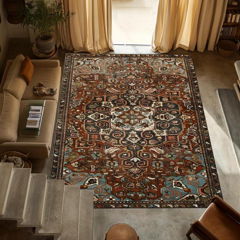 Vintage Persian Style Washable Carpet with Anti Slip Sole - Perfect Choice for Home and el and Home Decor with Low Fleece Rug
