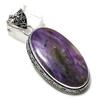 Natural Russian Charoite Gemstone 925 Sterling Silver Pendant 2.48" J5m48