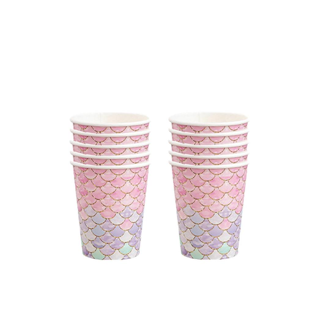 Посуда для вечеринки в виде розовой рыбьей чешуи: Одноразовые тарелки, стаканчики, полотенца на день рождения девочки