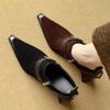 Sexy Pointed Toe Women High Heels Suede Shoes Elegant Office Party Chunky Shoes 2025 Trend New Goth Chelsea Pumps Zapatos Mujer